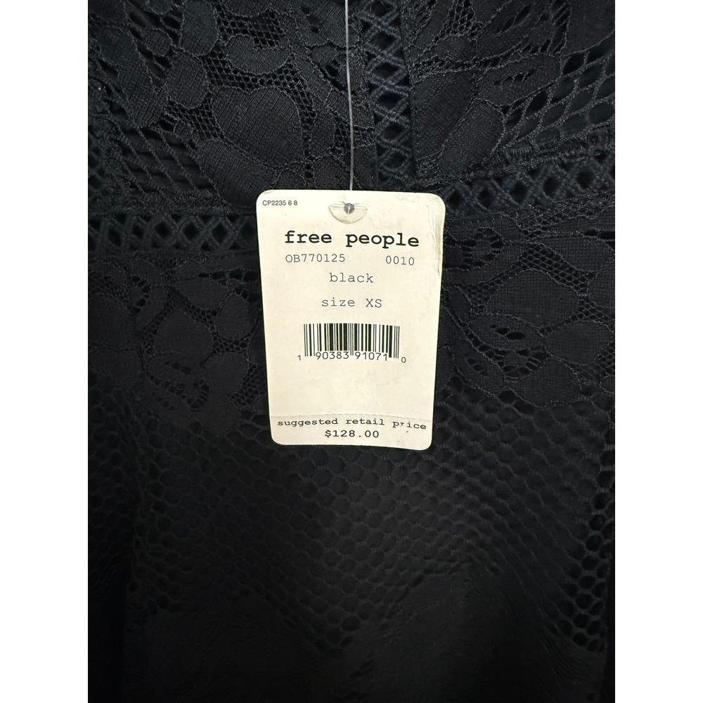 Free People Be Your Baby Lace Overlay Mini Black Dress Size XS NWT Revolve - Picture 6 of 7